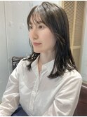 【中澤彩乃】シースルーバングレイヤーカットオリーブベージュ