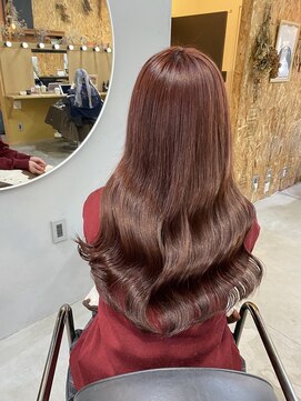 チャプター 問屋町(chapter) ピンクベージュカラーレイヤーカットケアブリーチ韓国ヘア岡山