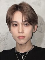 韓国シースルーセンターパートミルクティーベージュ