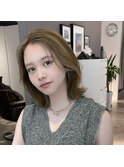 くびレイヤー前髪なしイメチェンこなれミディ小顔カット大人ボブ