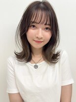 外ハネボブ　シースルーバング　チョコレートカラー