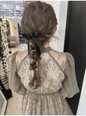 【実】結婚式ヘアセット編みおろしパーティーヘア セット