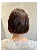 重めボブ×オレンジベージュ