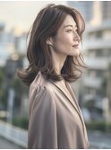 ☆オリーブグレーココアベージュ小顔クラゲヘアー/黒髪/髪質改善