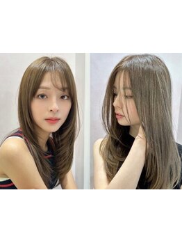 【完全マンツーマン接客☆】[人気No.2!小顔カット+ケアカラー＋Refaファインバブルspa+2stepTR￥9900]