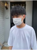 ツイストピンパーマピンパーマ刈り上げマッシュメンズ眉毛カット