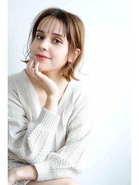 ムウ 難波(MOU) ボブクールショート前髪イメチェンピンクベージュ30代40代50代