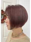 前下がりボブ×ピンク