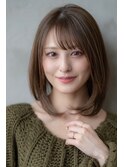 大人かわいい前髪セシルカットココアブラウンフリンジウェーブ