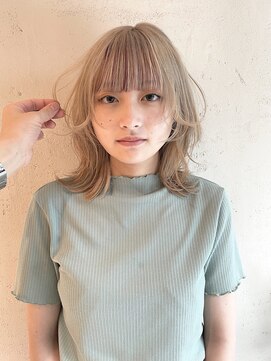 ルル 表参道(lulu.) レイヤーボブ 外ハネミディアム ボブ ハイトーンカラー【Riku】