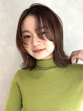 ガーデン オオタカノモリ(garden otakanomori) 前髪なし×ナチュラル大人可愛いくびれ外ハネスタイル×艶カラー