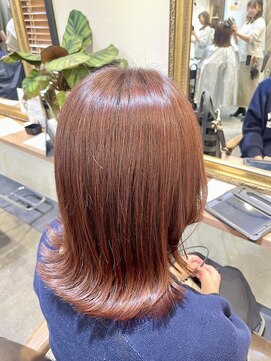 ストーリア 川崎店(STORIA) 鎖骨ボブ×赤みピンク