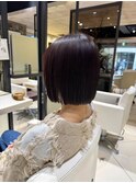 レッドブラウンあご下ボブ