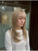 着物ヘア/ダークアッシュ/ミディアムレイヤーカット/柏駅
