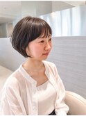 大人可愛い　丸みショートボブ　