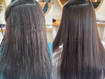 ヘアーハピネスリジュアル(Hair happiness Resual)の写真/丁寧なカウンセリングでお客様の髪質やダメージに合わせた薬剤を使い分けます◎ツヤ感のある髪質に！