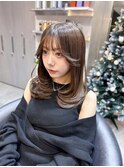 顔周りレイヤーカットxオリーブベージュ【横浜】