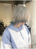 ショートヘア/裾カラー/ホワイトシルバー/渋谷/ショートウルフ