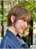 切りっぱなしボブエアリーロング美髪ピンクブラウン