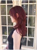 チェリーレッド×ミディアムハイレイヤー
