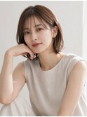 池袋 大人ボブ アッシュブラウン 耳かけ シースルーバング コタ