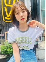 メーヴェ(Mowen) mowen 南堀江 ミニボブ×ナチュラルベージュ×シースルバング