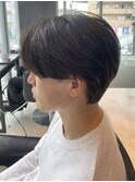 センターパート縮毛矯正マッシュ刈り上げ毛流れツーブロック
