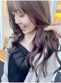 かわいいピンクインナーカラーグレージュ☆