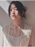 ヘアセット カチモリ 黒髪 顔周りカット シースルーバング