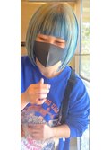 切りっぱなしボブ　　アンティークブルー