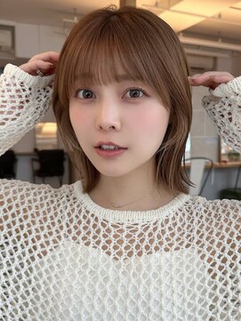 サンド 名古屋(sand) アプリコットオレンジくびれヘアハイライトカラー名古屋ショート