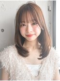 こなれヘア斜めバングハイライトカラー小顔カットくびれヘア