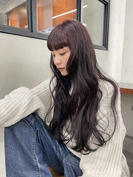 ニコ トウキョウ 渋谷(nico TOKYO) ダブルカラーチェリーレッドピンクブラウン韓国レイヤーロング