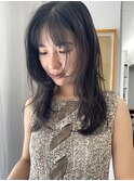 ロングレイヤーカット顔周りレイヤーウルフハッシュカット韓国