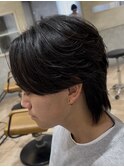 ニュアンスフェザーパーマ毛流れセンターパートウルフ h