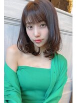 トップシェイプ(TOP SHAPE) シースルーバング×やわらかくびれボブミディアム小顔見え韓国風