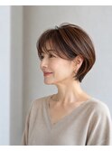 40代～60代白髪ぼかしショートボブナチュラルショート