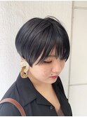 小顔カジュアル♪透け感ダークネイビー×ベリーショート