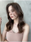 ヌーディーカラー/サラツヤロング/ふんわりミディアム/小顔ヘア