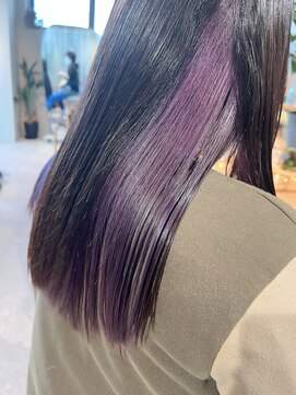 ユミリーバイルコル(umily by RuCOR.) 黒髪インナーカラー/パープル/イヤリングカラー/韓国/ブリーチ
