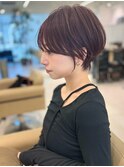 前髪あり耳掛け丸みくびれショートボブ20代30代40代50代（蘭）