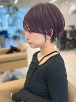前髪あり耳掛け丸みくびれショートボブ20代30代40代50代（蘭）