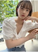 #切りっぱなしボブ #前下りボブ #顔周りレイヤー #小顔カット