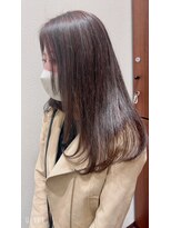 アクセ 大人かわいい小顔ナチュラル艶カラー森ガール風ロング