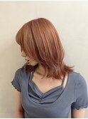 くびれヘア#ハイライトカラー#アプリコットオレンジb75