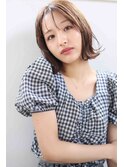 オトナな長め前髪のシースルーロブ