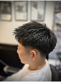メンズカットアップバング束感ショートビジカジスキンフェード