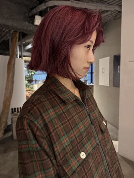ナヌーク ダイカンヤマ(nanuk daikanyama) ダブルカラーブリーチカラードライパーマピンクベージュボブ