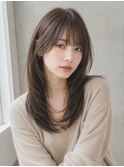 ハッシュカット×シースルーバング/ミルクベージュ20代30代池袋