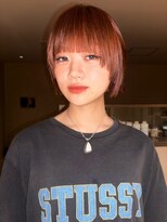 ロウROW)&nbsp;ミニボブ 前髪あり ボブ 切りっぱなしボブ オレンジ Wオレンジ